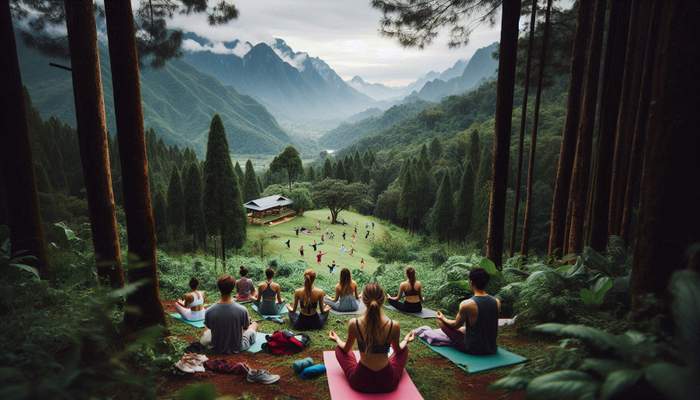 توریستی یوگا در جنگل های شمال